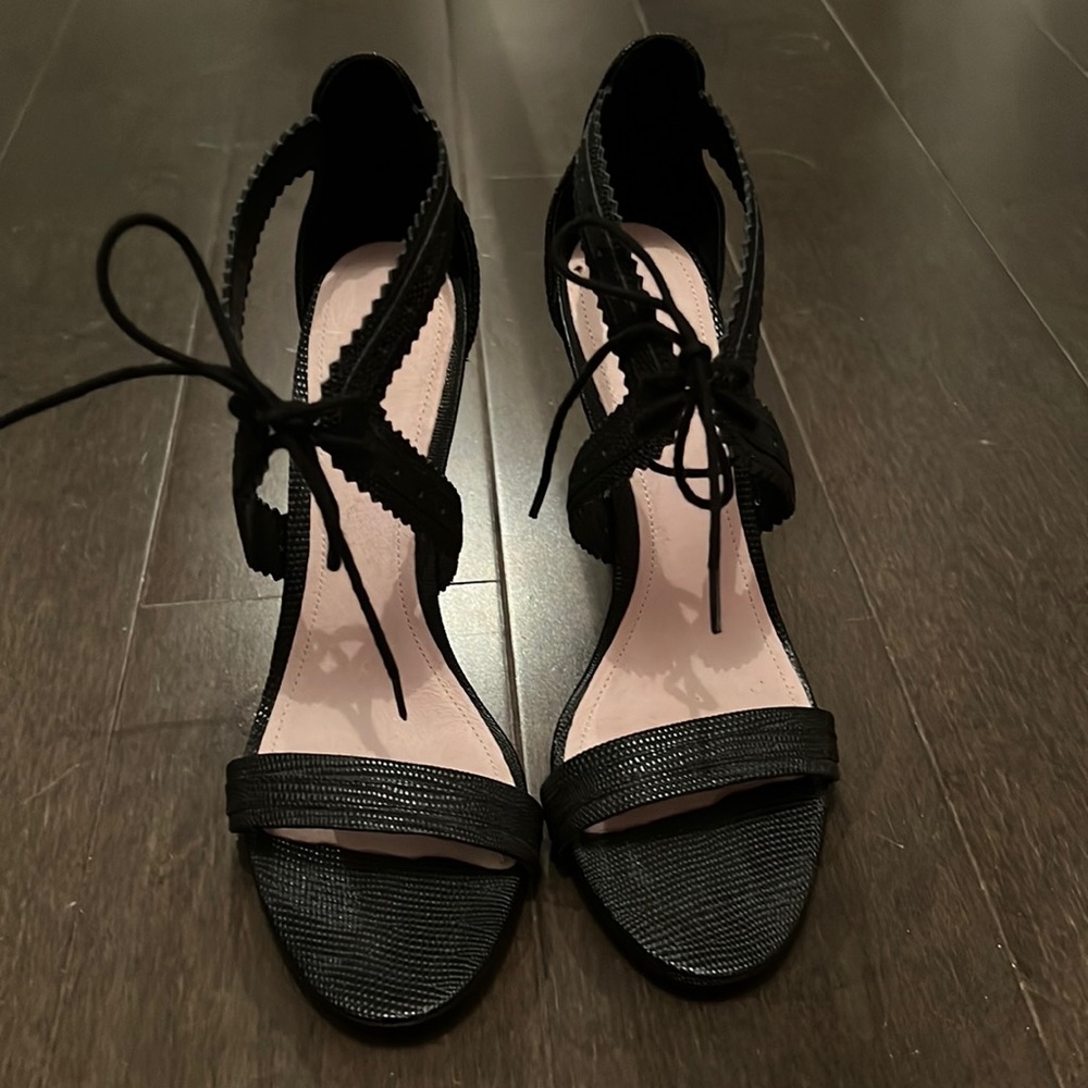 Never worn!! Gorgeous Pour la Victoire snake-embossed leather sandal